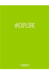 Notebook for Cornell Notes, 120 Numbered Pages, #EXPLORE, Lime Cover