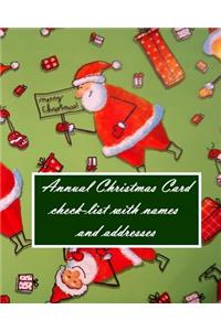 Annual Christmas Card check-list with names and addresses
