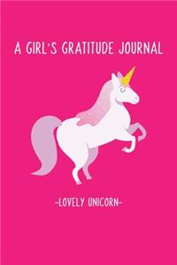 A Girl's Gratitude Journal Lovely Unicorn in Pink Cover
