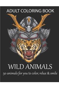 Adult coloring book wild animals 50 animals for you to color, relux & smile