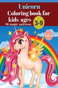 Unicorn Coloring book for kids 3-9 ages vol.1