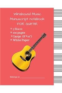 Wirebound Music Manuscript notebook FOR guitar