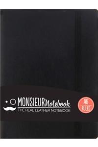 Monsieur Notebook Leather Journal - Black Ruled Small A6