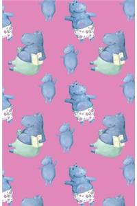 Journal Notebook Cute Hippos Pattern