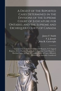 Digest of the Reported Cases Determined in the Divisions of the Supreme Court of Judicature for Ontario, and the Supreme and Exchequer Courts of Canada [microform]