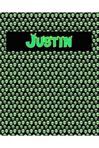 120 Page Handwriting Practice Book with Green Alien Cover Justin