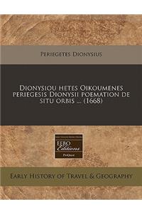 Dionysiou Hetes Oikoumenes Periegesis Dionysii Poemation de Situ Orbis ... (1668)