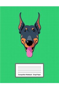 Composition Notebook - Graph Paper: Green Dobermann Dog - 109 pages 8.5"x11" - White Blank 5x5 Exercise Book - School Subject - Gift For Kids Teenager Adult Teacher Student - Journal -