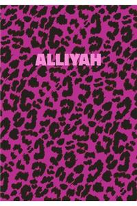 Alliyah: Personalized Pink Leopard Print Notebook (Animal Skin Pattern). College Ruled (Lined) Journal for Notes, Diary, Journaling. Wild Cat Theme Design wi