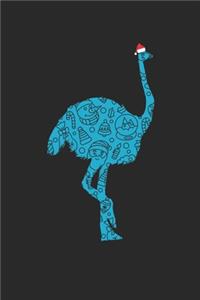 Ostrich with Santa Hat Christmas Notebook - Christmas Ostrich Journal - Christmas Gift for Animal Or Ostrich Lovers, Zookeepers, Veterinaries