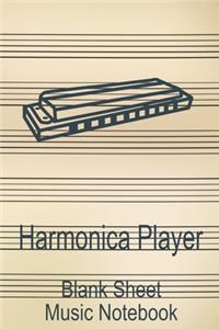 Harmonica Player Blank Sheet Music Notebook