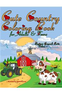 Cute Country Coloring Book for Adults & Teens Beginner Grayscale Series