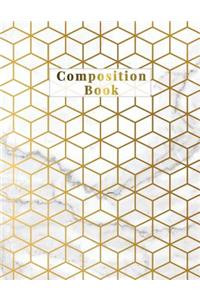Composition Book: Marble + Gold Bullet Notebook - 150-Page 1/4 Inch Dot Grid Marble Journal - 8.5 X 11 Matte Softcover
