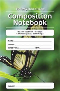 Butterfly Theme Ruled Composition Notebook