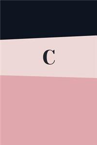 Monogram Initial C Notebook: Pink Geometric, Wide Ruled Notebook for Women, 120 Pages, 6x9 Inch