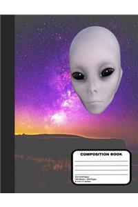 Alien in Outer Space Dot Grid Journal Notebook 200 8 1/2 x 11 Inch Pages