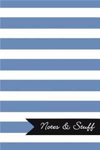 Notes & Stuff - Lined Notebook with Blue-Gray Striped Pattern Cover