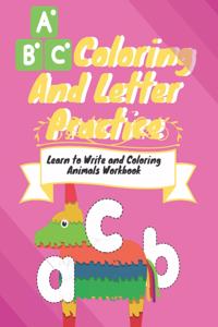 ABC Coloring And Letter Practice Learn to Write and Coloring Animals Workbook