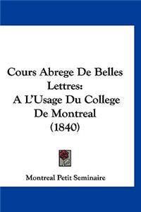 Cours Abrege De Belles Lettres