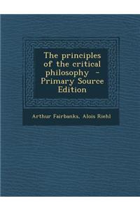 The Principles of the Critical Philosophy