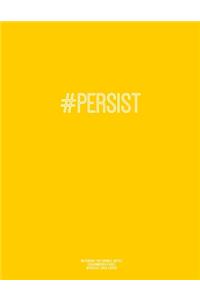 Notebook for Cornell Notes, 120 Numbered Pages, #PERSIST, Gold Cover