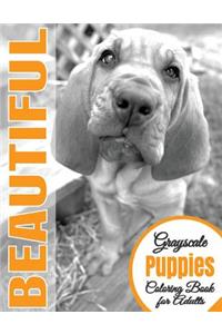 Beautiful Grayscale Puppies Adult Coloring Book