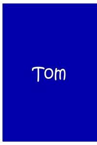 Tom - Blue White Personalized Notebook / Journal / Blank Lined Pages Soft Matte