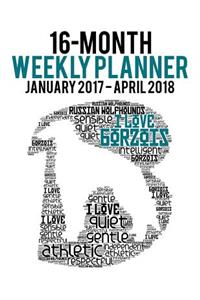 2017-2018 Weekly Planner - Wordcloud Borzois