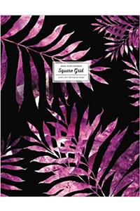 Graph Paper Notebook: Purple Palm Leaf Tropical Design (8.5 x 11)