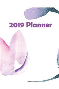 2019 Planner: Weekly Planner Monthly Planner 8x10 120 Pages Notes to Do Lists Watercolor Petals Purple