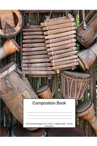 Composition Book 100 Sheets/200 Pages/7.44 X 9.69 In. College Ruled/ African Instruments