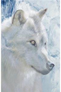 White Lone Wolf Journal Notebook, Wide Ruled: 100 Sheets / 200 Pages, 5.5