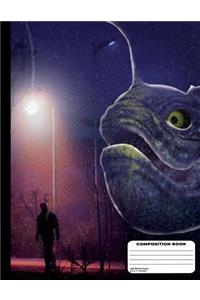 Purple Sea Monster on Land Composition Notebook Blank Unruled 200 Pages / 100 Sheets, 8-1/2