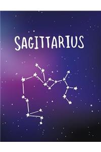 Sagittarius: Astrology Constellation Bullet Journal (Dot Grid Design Notebook) (8.5 X 11 Large) (150 Pages)