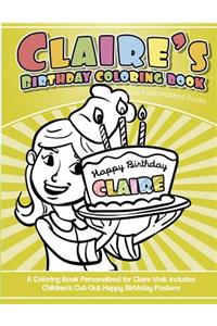 Claire's Birthday Coloring Book Kids Personalized Books