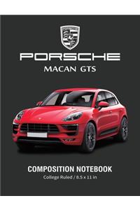 Porsche Macan GTS Composition Notebook College Ruled / 8.5 x 11 in