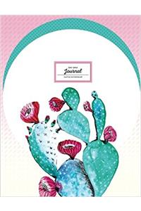 Dot Grid Journal Pink and Teal Watercolor Cactus (Watercolor Notebook)