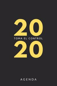 Agenda 2020 Toma el control: Agenda para todo el año 2020, sencilla, planificador mensual y semanal, tapa blanda, color negro y amarillo