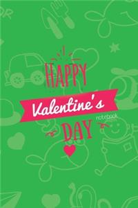 Happy Valentines Day Notebook, Blank Write-in Journal, Dotted Lines, Wide Ruled, Medium (A5) 6 x 9 In (Green)