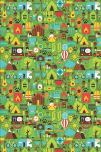 Hike Pattern - Colorful Hiking Icons Green