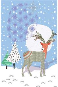 Bullet Journal Reindeer in Snow Scene