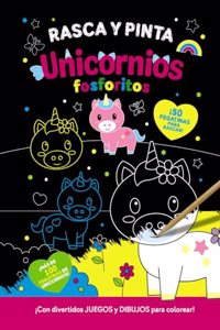 Rasca y pinta unicornios fosforitos