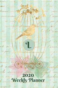 Plan On It 2020 Weekly Calendar Planner 15 Month Pocket Appointment Notebook - Gilded Bird In A Cage Monogram Letter L