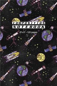 Composition Notebook: Space Rockets Pattern Notebook - 120 Pages