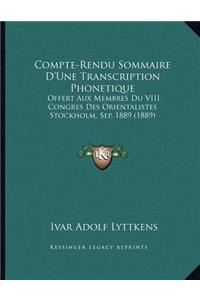 Compte-Rendu Sommaire D'Une Transcription Phonetique