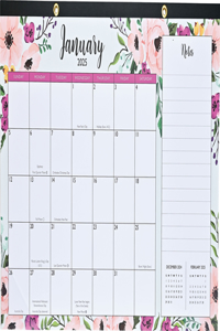 2025 Floral Desk Pad and Wall Calendar (11 X 17) - (12-Month Calendar with 152 Bonus Stickers!)