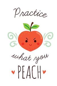 Practice What you Peach Funny Pun Fruit Composition Notebook - College Ruled - 55 sheets, 110 pages - 7.44 x 9.69 inches