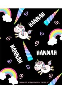 Hannah Personalized Notebook Rainbow Unicorn Gift