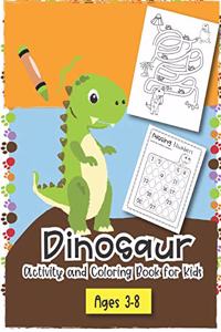 Dinosaur Activity and Coloring Book for kids ages 3-8