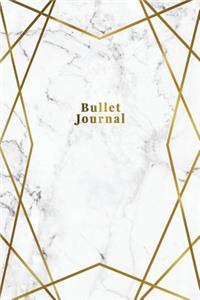 Bullet Journal: Marble + Gold Trendy Journal - 120-Page 1/2 Inch Dot Grid Notebook- 6 X 9 Marble & Gold Perfect Bound Softcover